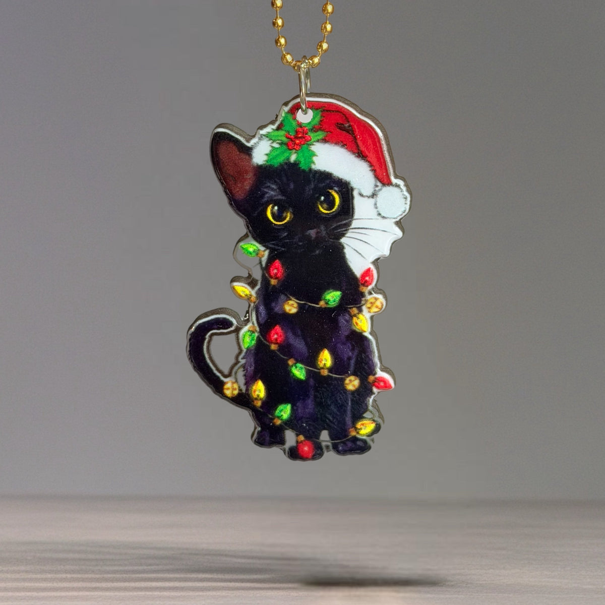 Christmas Kitty Charm - Tumbler Handle Charm