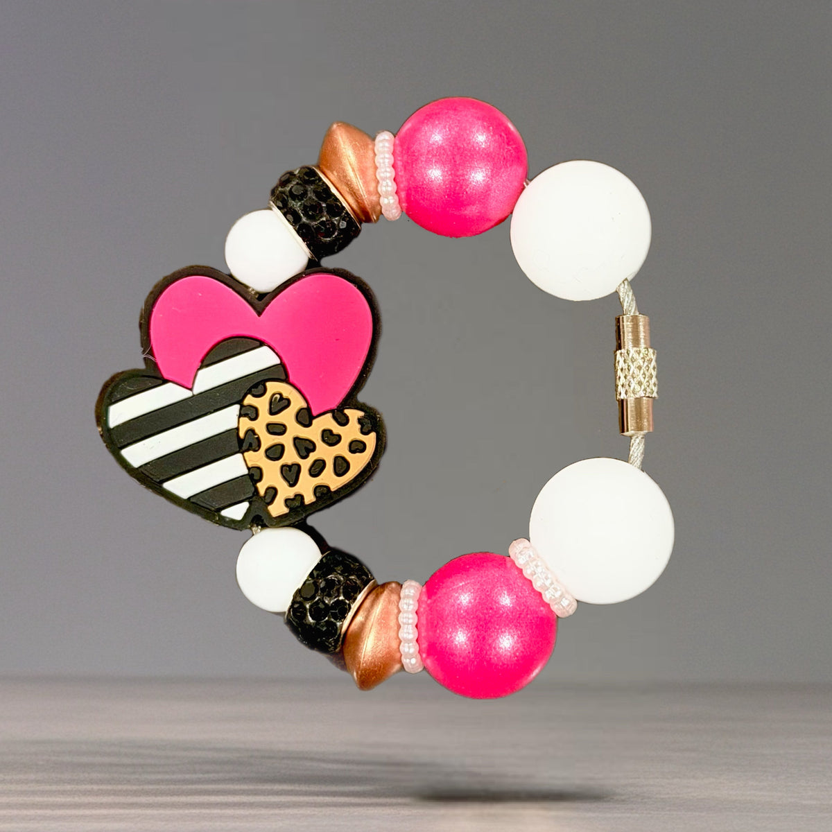 Cheetah Hearts Charm - Tumbler Handle Charm