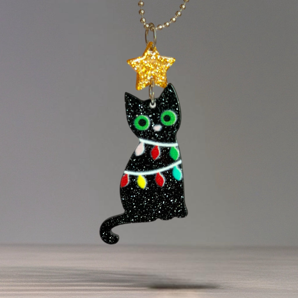 Christmas Kitty Charm - Tumbler Handle Charm