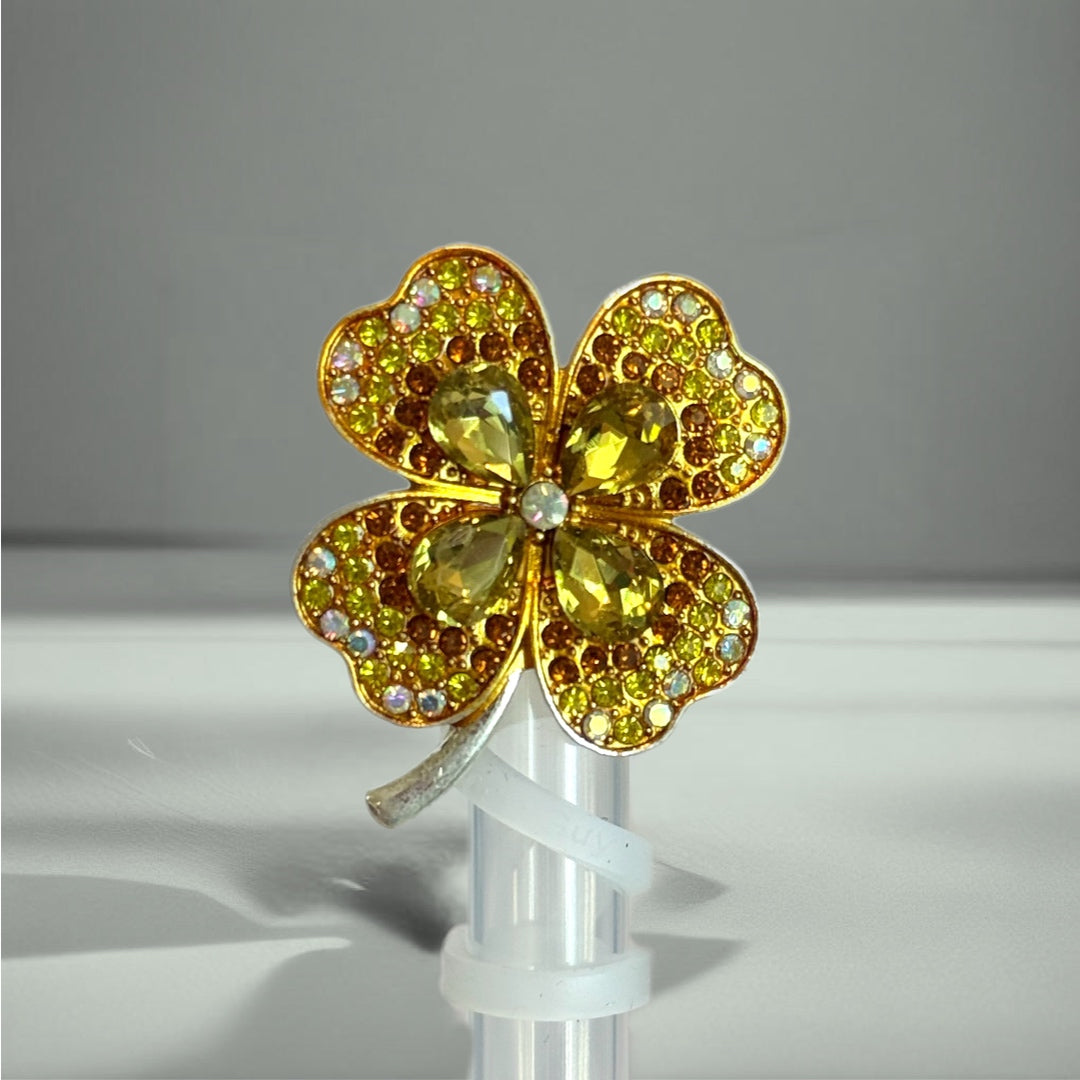 Yellow Bling Clover Straw Topper