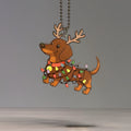 Festive Weiner Dog Christmas Charm - Tumbler Handle Charm
