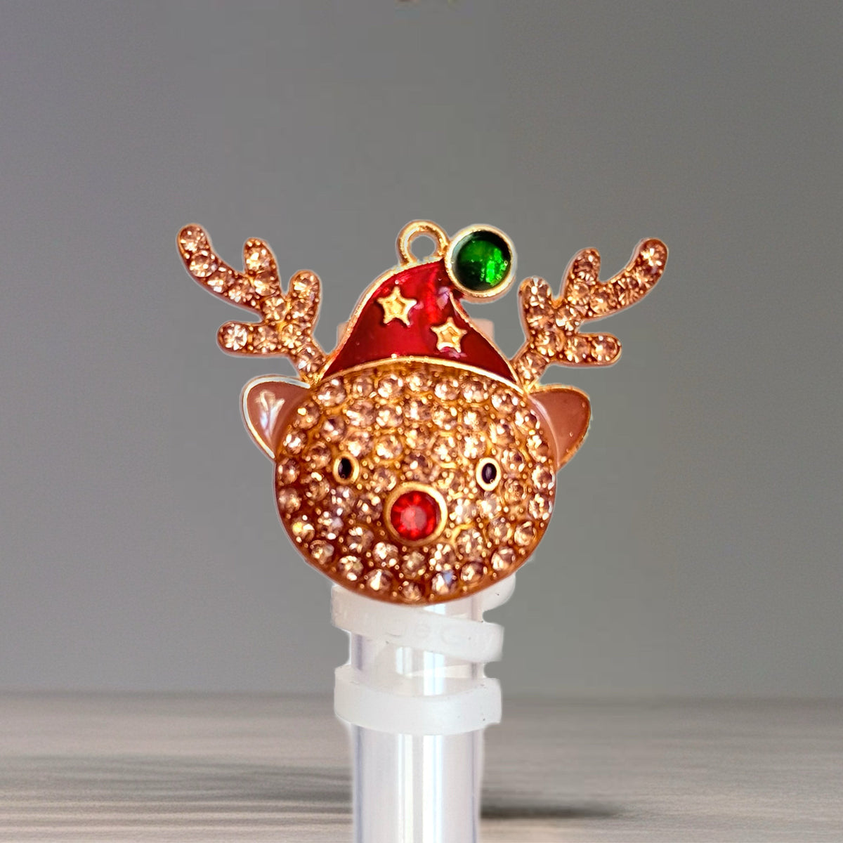 Rudolph Bling Deluxe Straw Topper