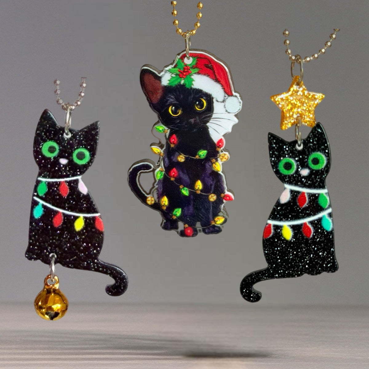Christmas Kitty Charm - Tumbler Handle Charm
